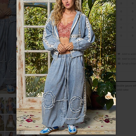 POL “ Gwen “ POL Double Gauze Hoodie Top and Pants Set 77 - Picture 13 of 13